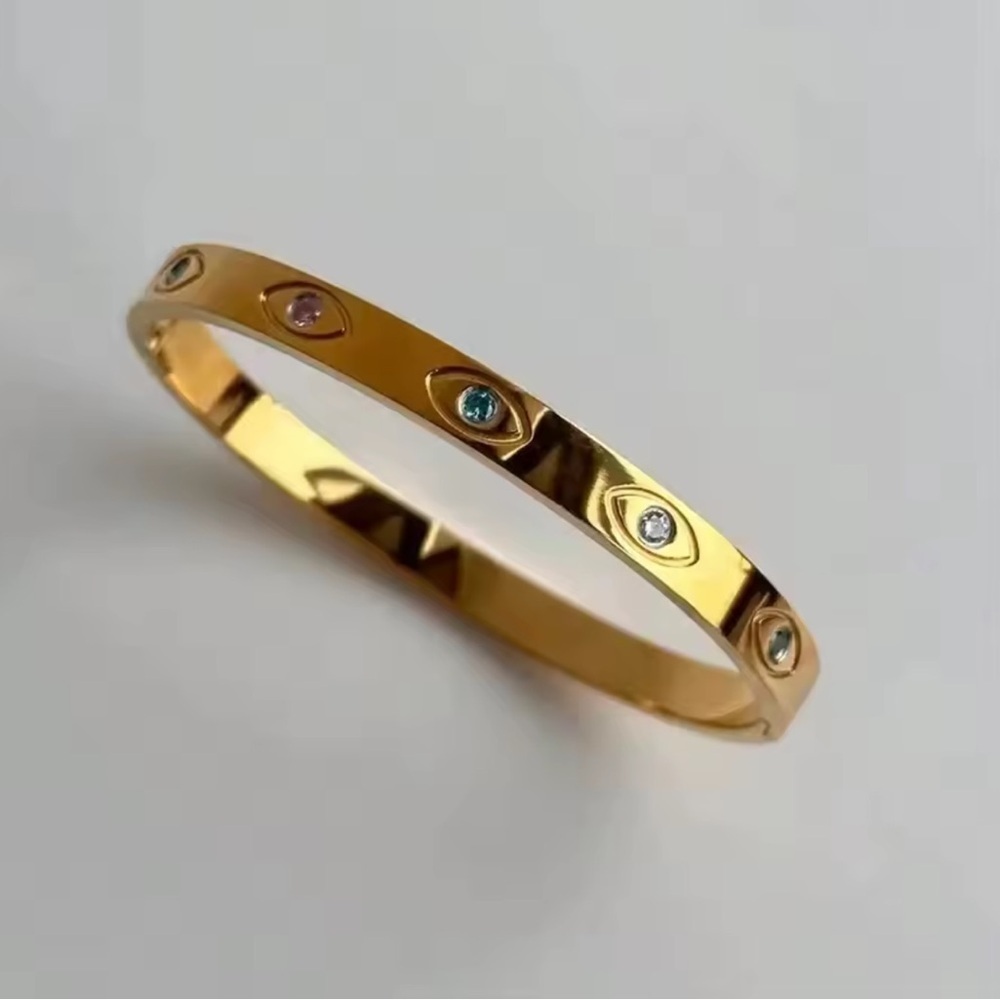 Celestial Multicolor Crystal Gold Cuff Bracelet